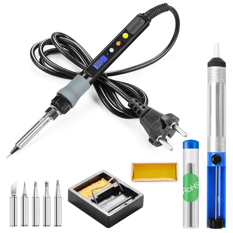 Tonchean - Ensemble de fer à souder à affichage numérique 80W, chauffage interne lcd, température réglable, fer à souder 220V