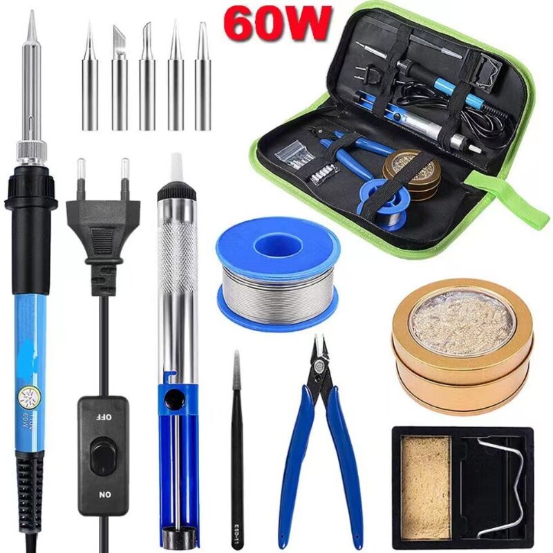 Ensemble de fer à souder électrique à température régulée, euromètre, kit de 15 pièces