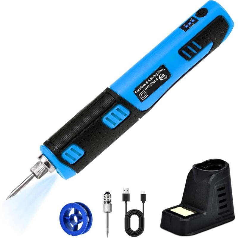 Ensemble de fer à souder électrique portable, USB fer à souder électrique 4 pièces, bleu