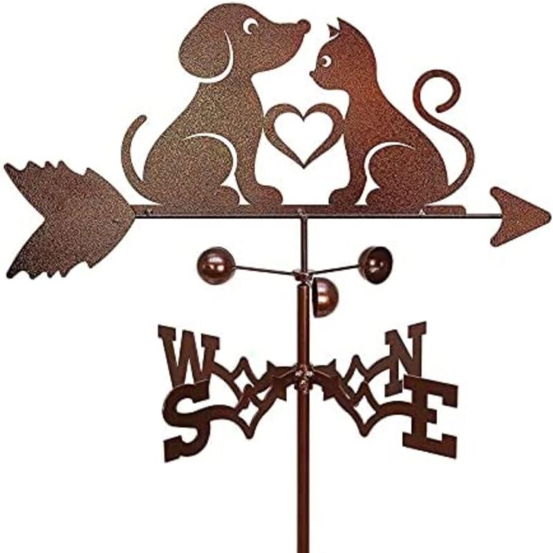 Chat et Chien girouette avec Montage sur Le Toit girouette en Acier Inoxydable girouette Toit Jardin