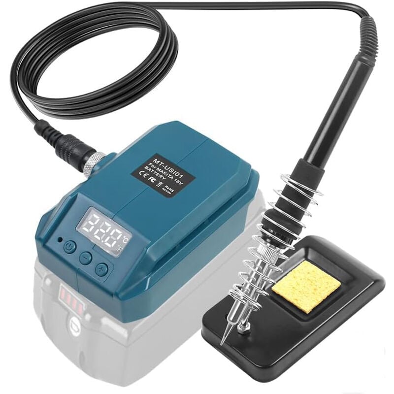 SNQ - Ensemble de fer à souder sans fil, fer à souder sans fil avec éponge de nettoyage, fer à souder portable à température réglable (sans piles)