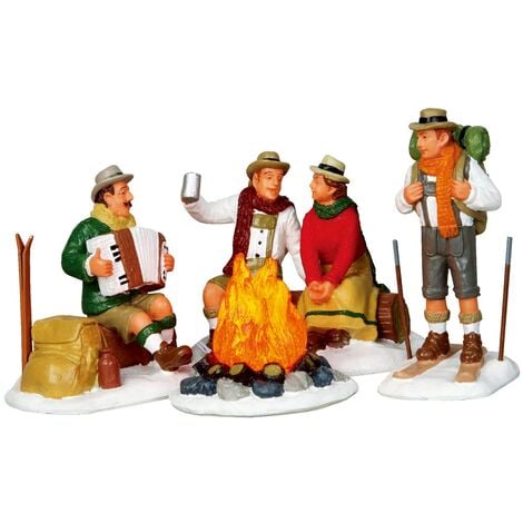 Ensemble de fête de ski alpin Lemax - 4 pièces pour village de Noël