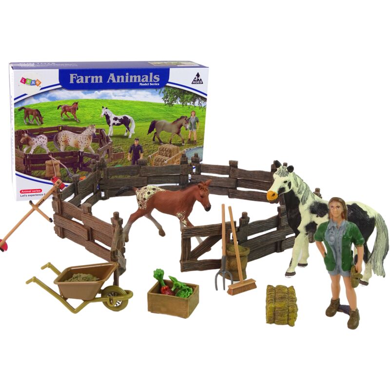 Ensemble de figurines de ferme à assembler des chevaux de ferme en bois