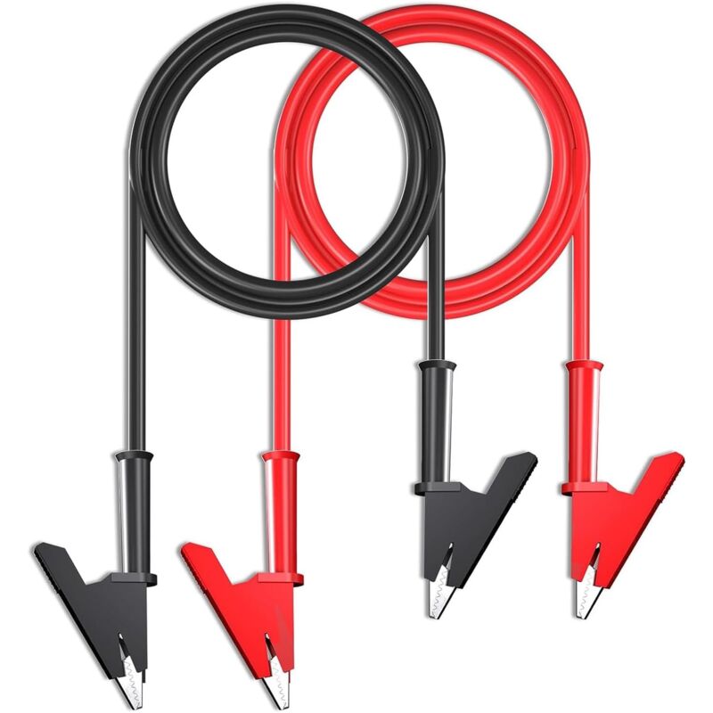 Ensemble de Fils de Test Electriques à Pinces Crocodiles, Fils de Raccordement 15A Robustes avec Pinces de Protection en Cuivre, câbles en Silicone