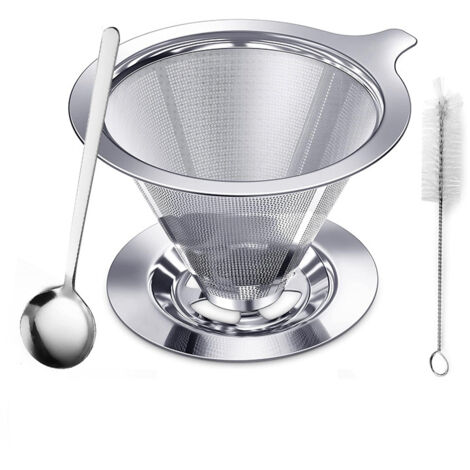 Ensemble de filtres en acier inoxydable 304, petit format, maille 600Filtre à café en acier inoxydable, entonnoir à café filtre, ensemble de filtres à café double couche pour moulin à main 304 (3 pièc