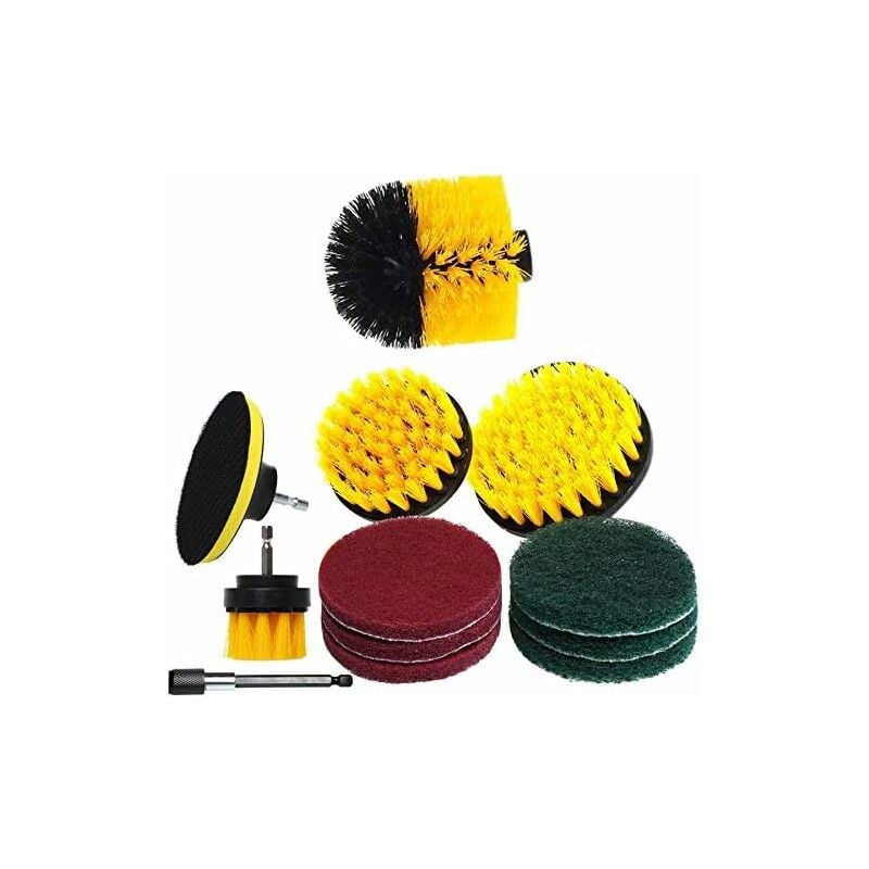 12 pièces/ensemble d'accessoires de brosse de perceuse ensemble de tampons un tampon à récurer tampons de brosse de nettoyage puissants avec kit de