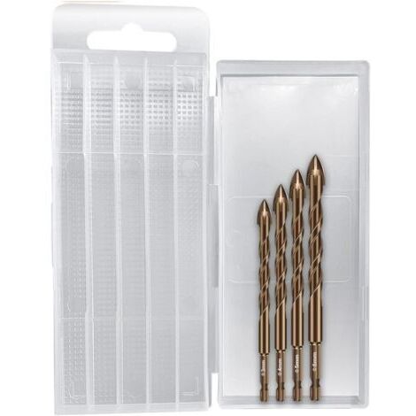 Ensemble de forets hexagonaux croisés pour carrelage, verre, céramique, ouvre-trou, triangle, alliage, outils de travail du bois, noir et or (couleur : hexagonal, taille : marron 3, 4, 5, 6 mm)