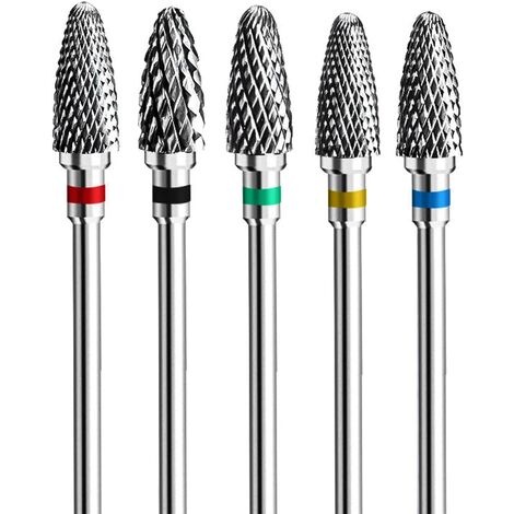 Ensemble de forets pour ongles en acrylique, 3/32 pouces, lime à ongles professionnelle en tungstène, outils pour l'art des ongles, manucure, pédicure, outils pour retirer les formes (5pcs)