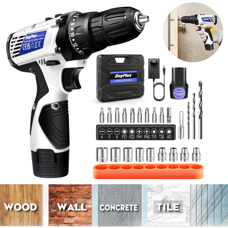 Ensemble de foreuse sans fil 2 en 1 perceuse à percussion avec batterie, chargeur
