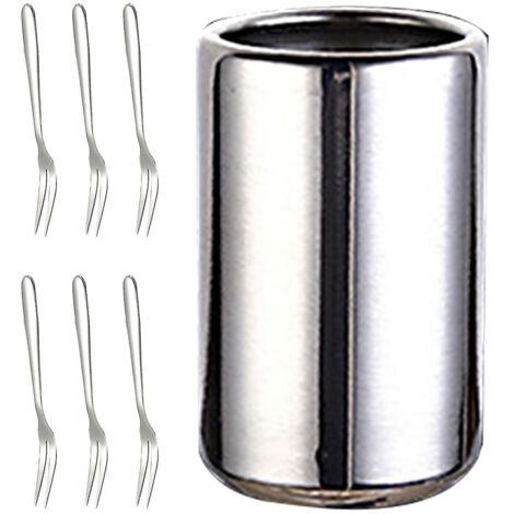 Ensemble de fourchettes à dessert en acier inoxydable avec boîte de rangement - Fourchettes à apéritif et à fruits antirouille, de qualité alimentaire, couleur argent