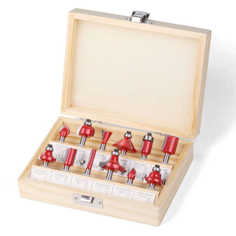 Ensemble de fraises à défoncer pour bois - Haute efficacité de coupe avec boîte pour planche solide