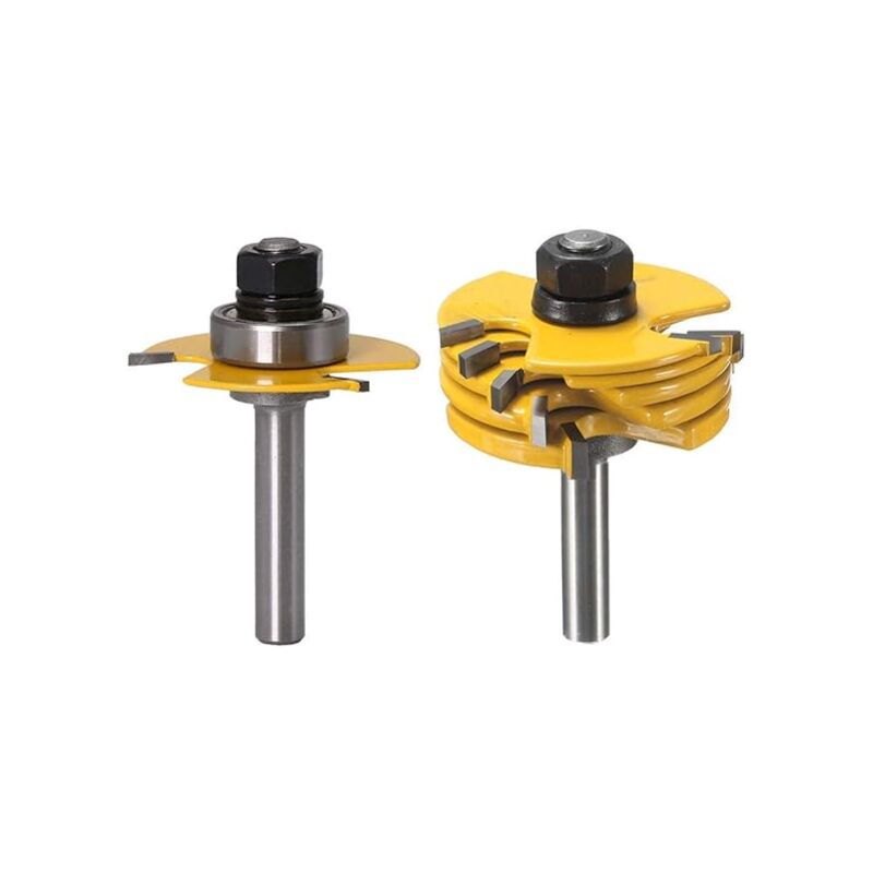 Ensemble de fraises à défoncer réglables à 6 dents pour le travail du bois 6,35 mm, 3/16', 5/32', 1/8', 3/32', 1/16'