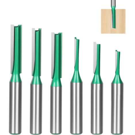 Ensemble de fraises à rainurer droites à tige de 8 mm, 6 pièces, pour le travail du bois, lames de coupe pour fraises, Ø 3/4/5/6/7/8 mm, carbure, accessoires pour fraises à rainurer