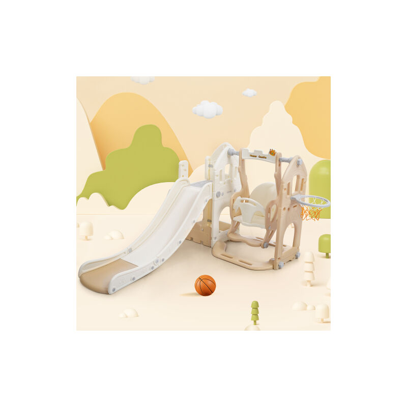 Ensemble de glissière pour enfants avec balançoire, glissière pour enfants 5 en 1, glissière, escalade, rangement, balançoire, support de basket