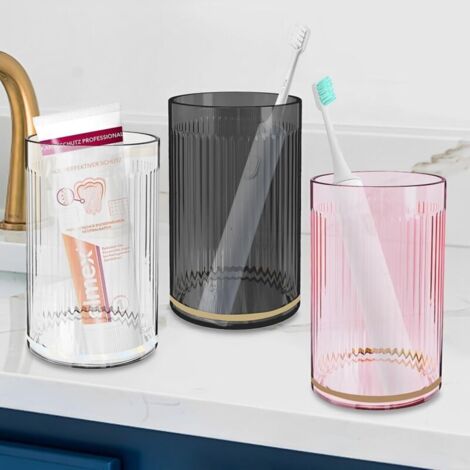 Ensemble de gobelets pour Brosse à Dents 3 pièces, Gobelet Brosse à Dent Reutilisable, Gobelet en Plastique Polyvalent incassable pour Salle de Bain, Tasse de Rince Bouche Antidérapant