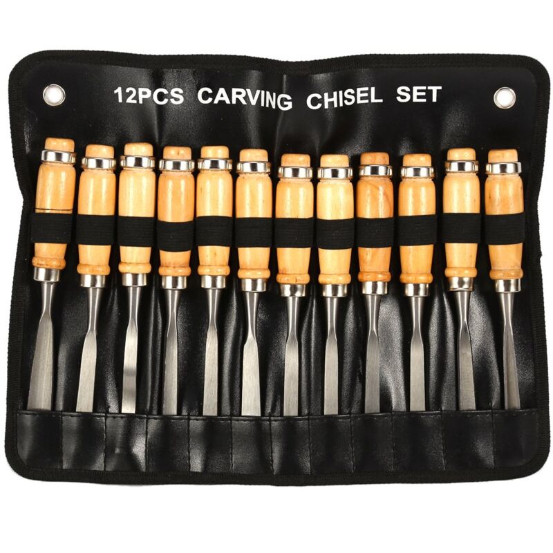 Tonchean - Ensemble de Gouge de sculpture à la main, ensemble d'outils de ciseau à main de sculpture sur bois 12 pièces Gouges professionnelles pour