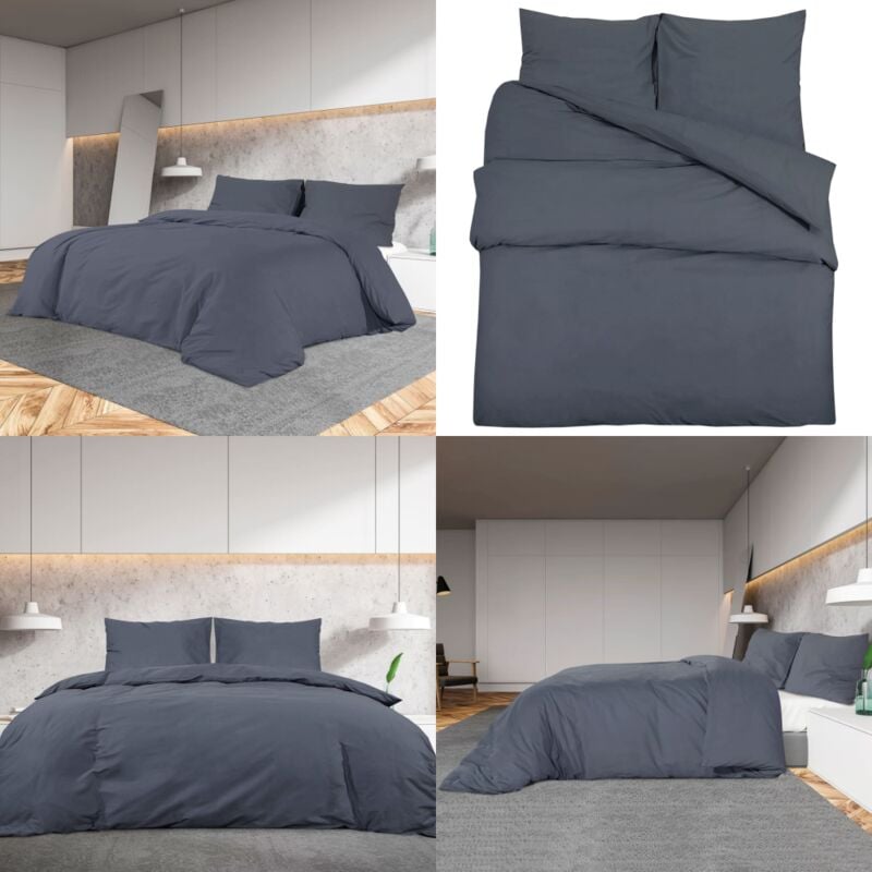 Vidaxl - Ensemble de housse de couette Anthracite 155x220 cm Coton - Housses De Couette - Linge De Lit - Literie - Drap Housse - Textile Maison