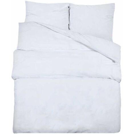 Ensemble de housse de couette Blanc 155x220 cm Coton