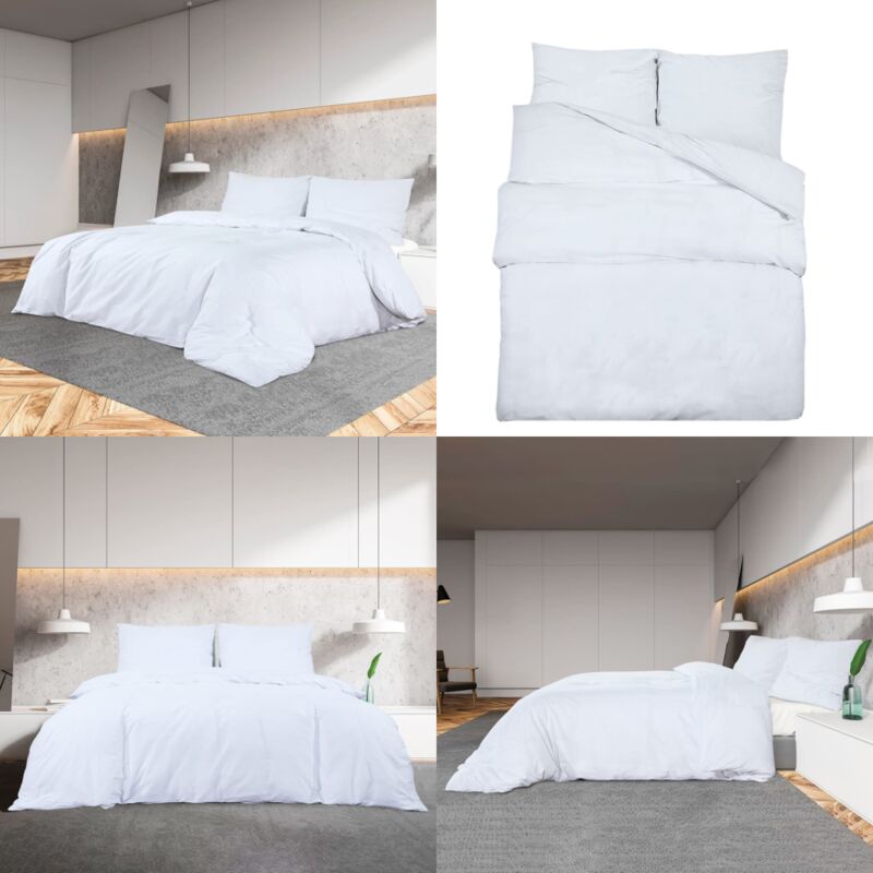 Ensemble de housse de couette Blanc 260x240 cm Coton - Housses De Couette - Linge De Lit - Drap Housse - Literie Blanche - Coton Bio - Home & Living