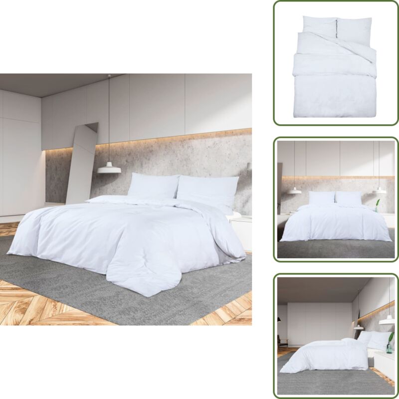 Ensemble de housse de couette Blanc 260x240 cm Microfibre - Housses De Couette - Linge De Lit - Literie - Drap Housse - Microfibre