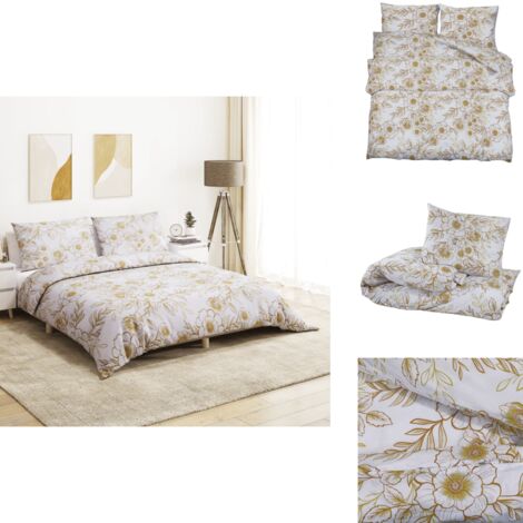Ensemble de housse de couette blanc et marron 155x220 cm Coton - Housses De Couette - Linge De Lit - Literie - Drap Housse - Coton