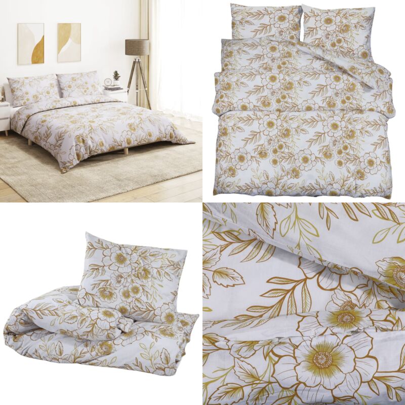 Ensemble de housse de couette blanc et marron 200x200 cm Coton - Housses De Couette - Linge De Lit - Literie - Drap Housse - Coton - Home & Living