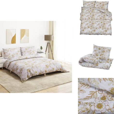 Ensemble de housse de couette blanc et marron 240x220 cm Coton - Housses De Couette - Linge De Lit - Drap Housse - Literie Blanche - Coton