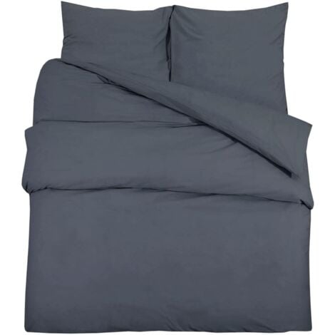 Ensemble de Housse de Couette Ensemble de Literie Taie d’Oreiller Chambre à Coucher Maison Intérieur Anthracite 220x240 cm Coton