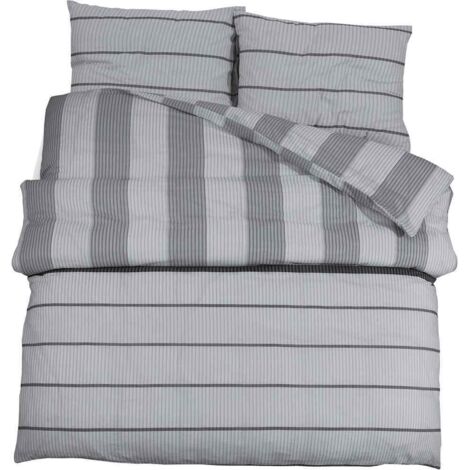 Ensemble de housse de couette Gris 140x200 cm Coton