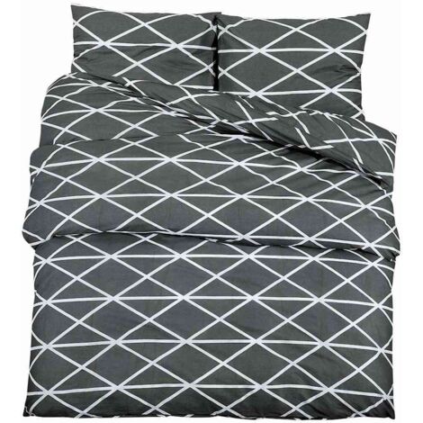 Ensemble de housse de couette Gris 140x200 cm Coton