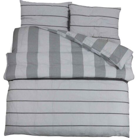 Ensemble de housse de couette Gris 140x200 cm Coton