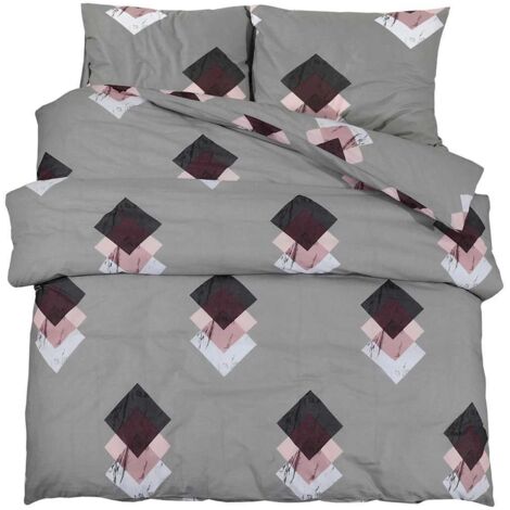 Ensemble de housse de couette Gris 140x200 cm Coton