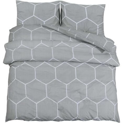 Ensemble de housse de couette Gris 140x200 cm Coton