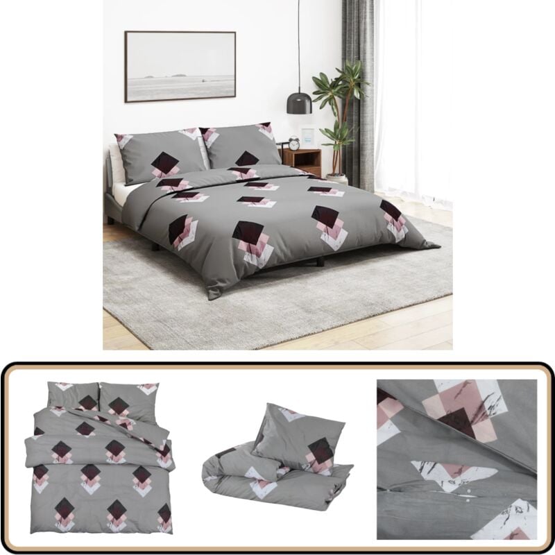 Vidaxl - Ensemble de housse de couette Gris 140x200 cm Coton - Housses De Couette - Linge De Lit - Drap Housse - Literie - Coton