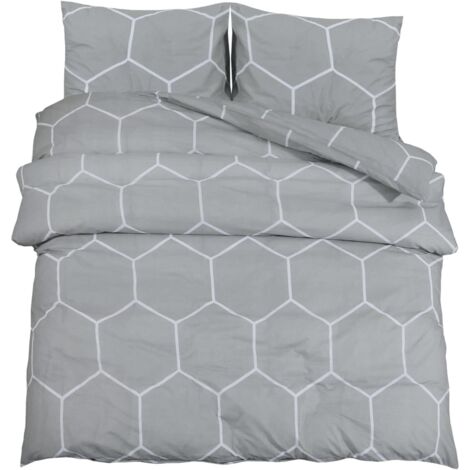 Ensemble de housse de couette Gris 140x200 Coton