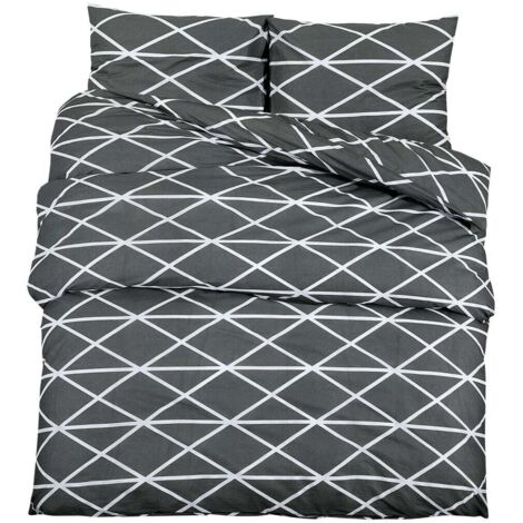 Ensemble de housse de couette Gris 155x220 cm Coton