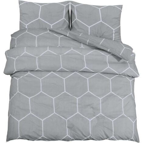Ensemble de housse de couette Gris 155x220 cm Coton