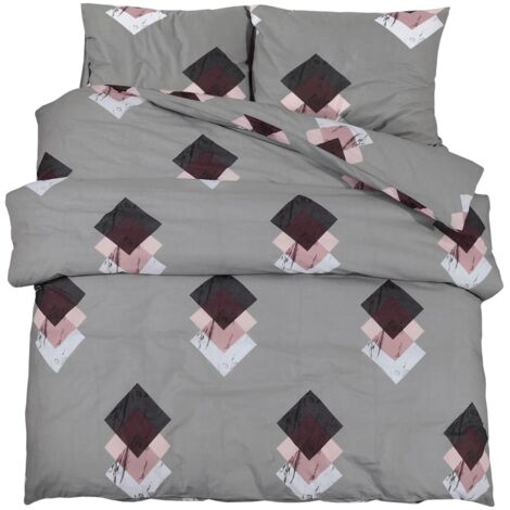 Ensemble de housse de couette Gris 200x200 cm Coton