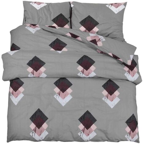 Ensemble de housse de couette Gris 200x200 cm Coton