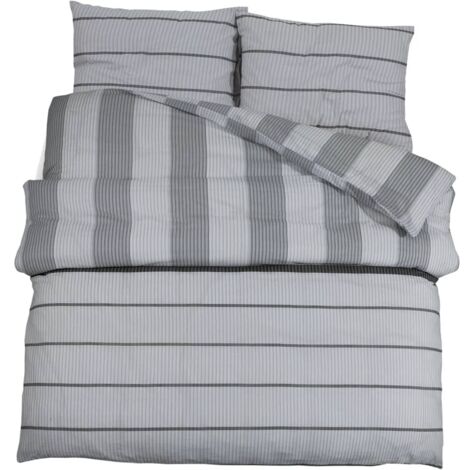Ensemble de housse de couette Gris 200x200 cm Coton