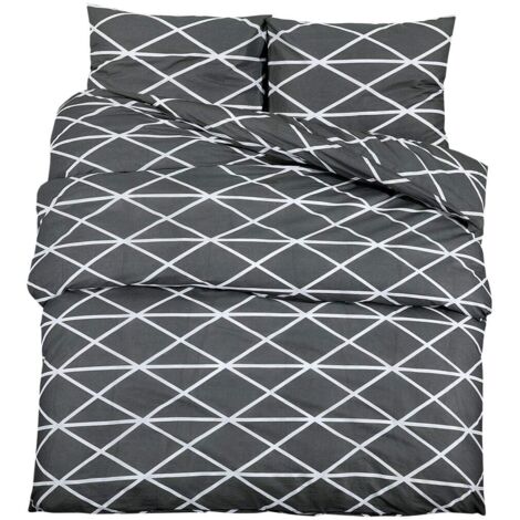 Ensemble de housse de couette Gris 200x200 cm Coton