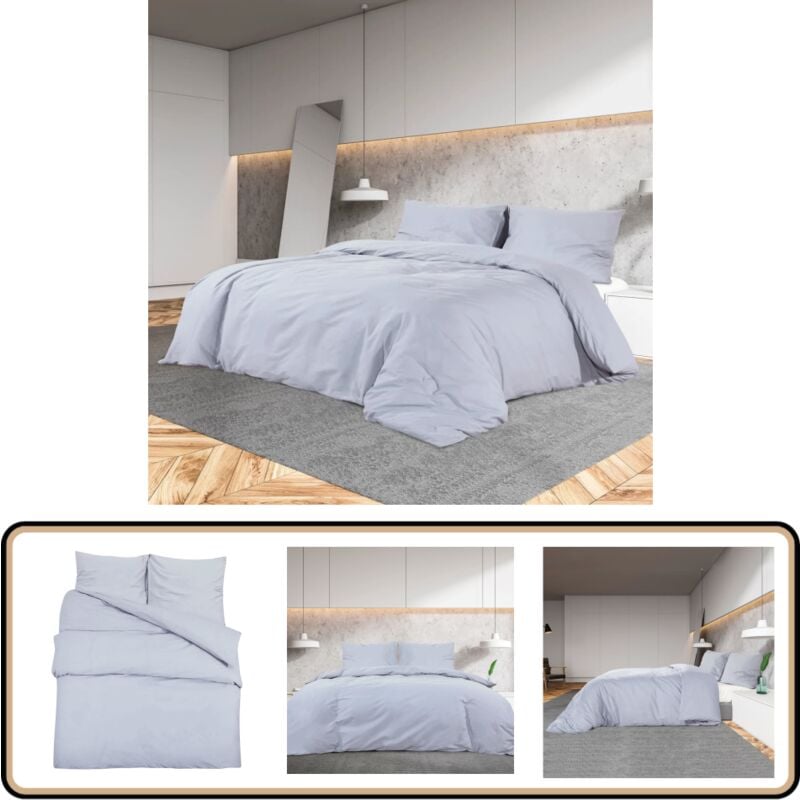 Vidaxl - Ensemble de housse de couette Gris 200x200 cm Microfibre légère - Housses De Couette - Linge De Lit - Literie - Drap Housse - Microfibre