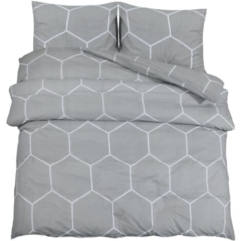 Ensemble de housse de couette Gris 200x200 Coton
