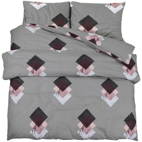 Ensemble de housse de couette Gris 200x200 Coton