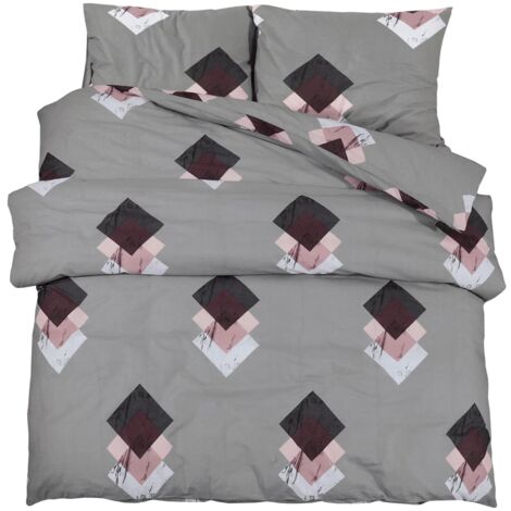 Ensemble de housse de couette Gris 200x200 Coton