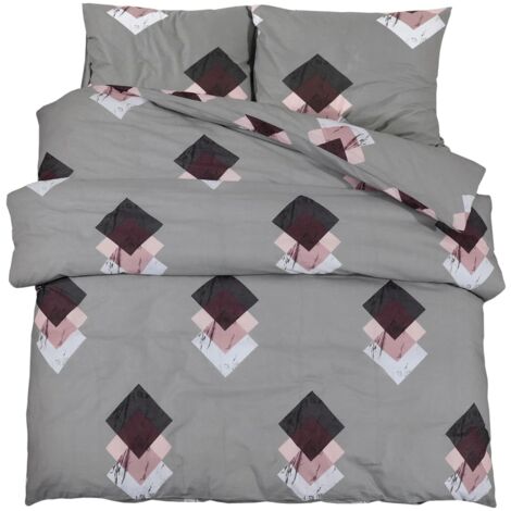Ensemble de housse de couette Gris 200x200 Coton