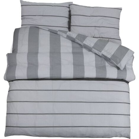 Ensemble de housse de couette Gris 200x220 cm Coton