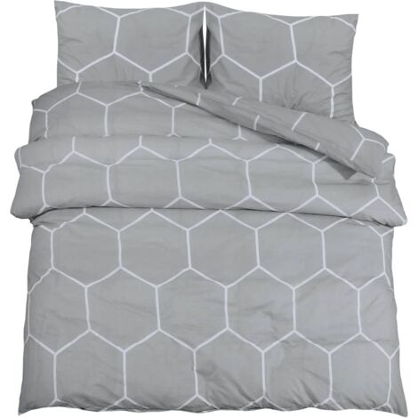 Ensemble de housse de couette Gris 200x220 cm Coton