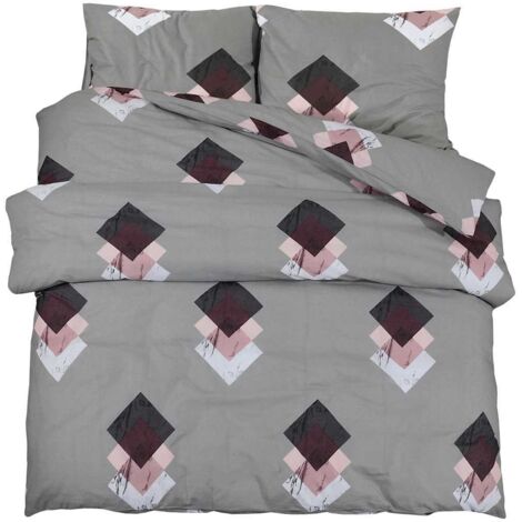 Ensemble de housse de couette Gris 200x220 cm Coton