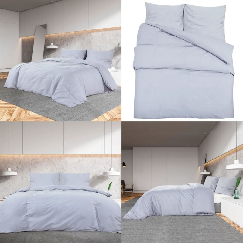 Vidaxl - Ensemble de housse de couette Gris 200x220 cm Coton - Housses De Couette - Linge De Lit - Drap Housse - Literie - Coton - Home & Living